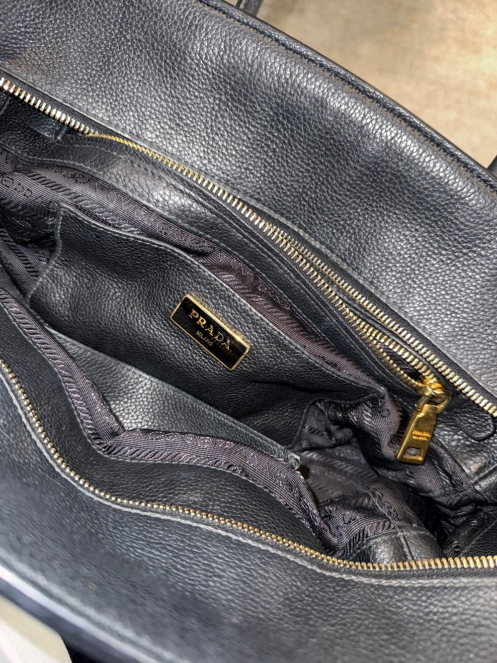 Prada Black Vitello Daino tote with Gold-Tone Accents GREAT CONDITION!! - Picture 5 of 13